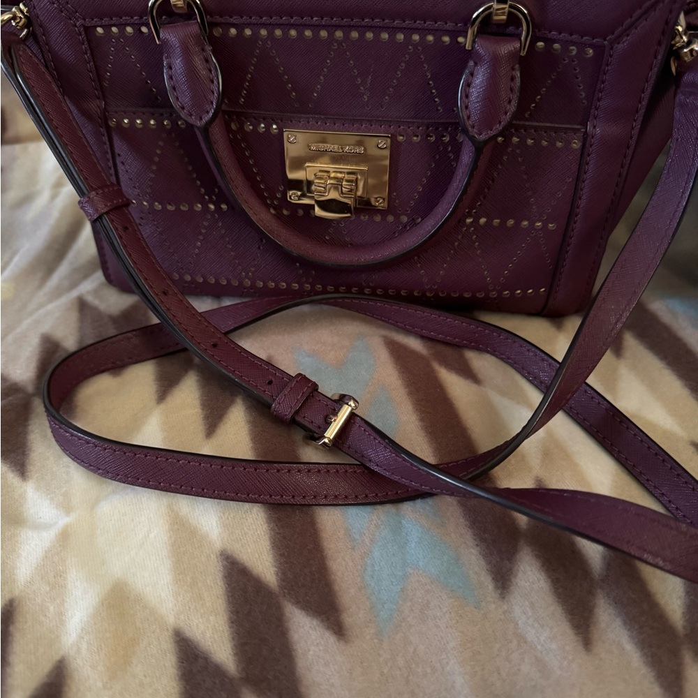 Michael Kors Plum Handbag with Gold Accents